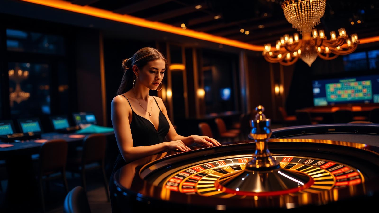 Live dealer aan een roulettetafel in de Spindog studio